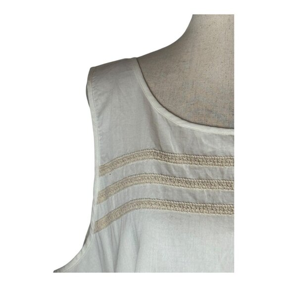 Lilla P Tank Top Women Large White Cotton Lace Double Layer Shell NWT Boho - Picture 5 of 10